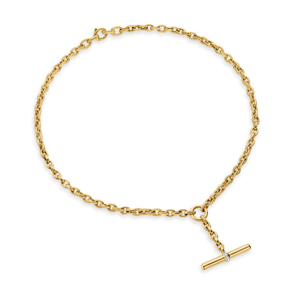 DY Mercer® Petite Toggle Chain Necklace in 18K Yellow Gold with Diamonds, 4.5mm