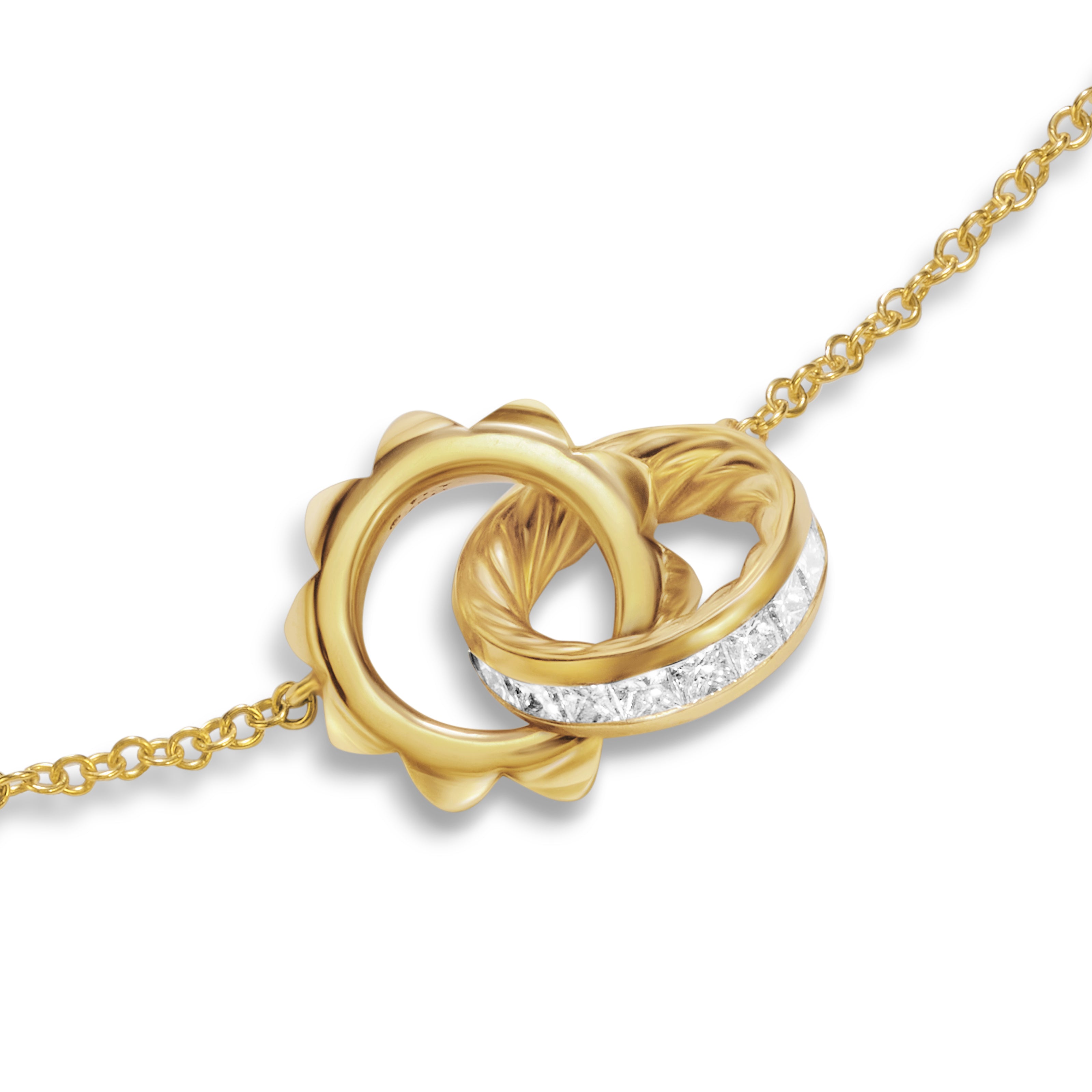 Crossover Chain Necklace in 18K Yellow Gold with Diamonds, 18.5mm
