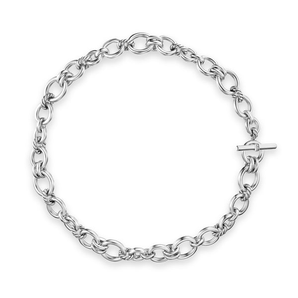 DY Mercer® Chain Necklace in Sterling Silver with Diamonds, 8mm