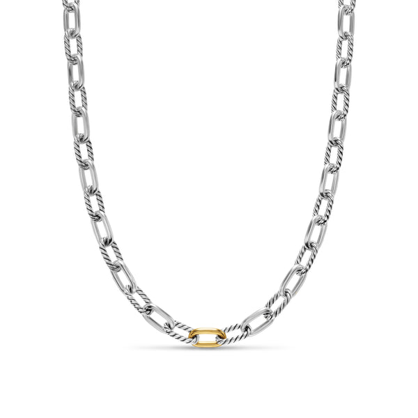 DY Madison® Chain Necklace in Sterling Silver with 18K Yellow Gold, 8.5mm