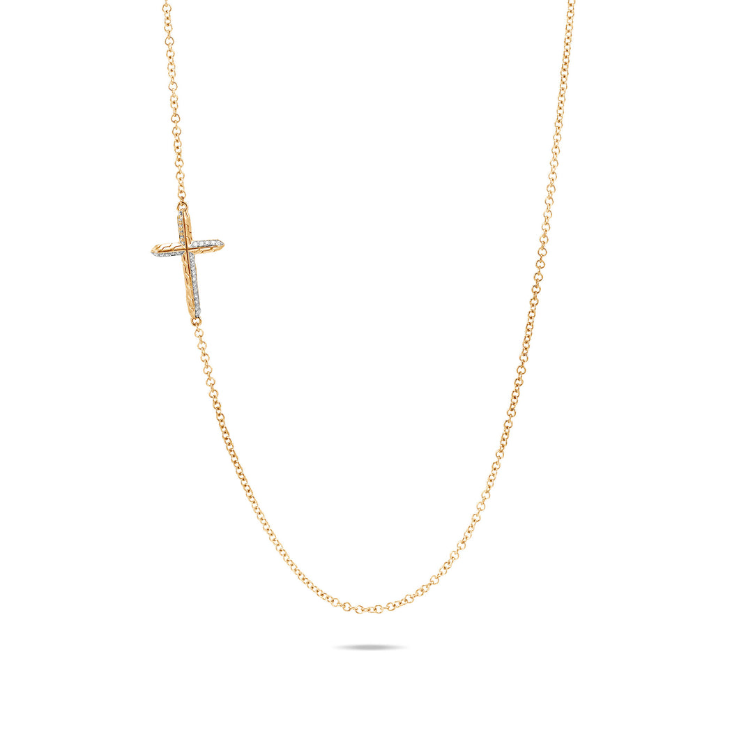 Carved Chain Cross Station Necklace