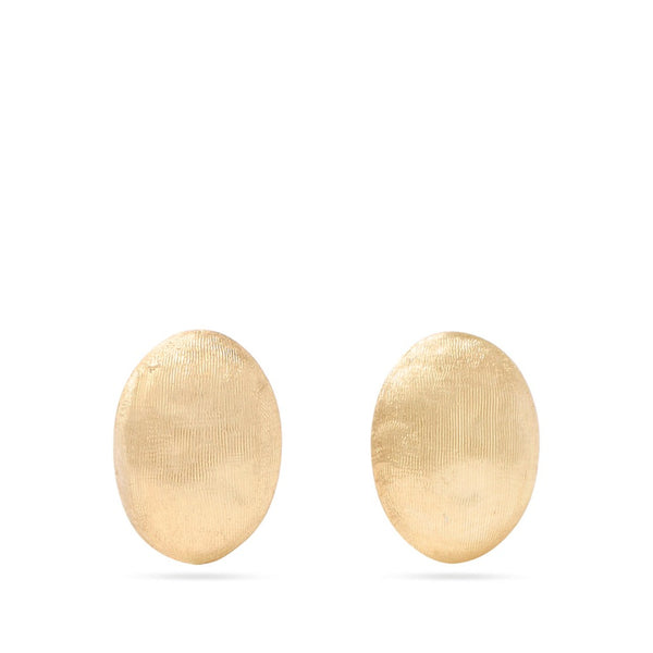 18K Yellow Gold Oval Stud Earrings