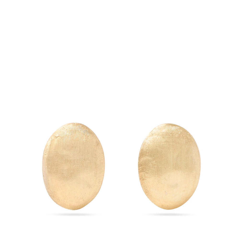 18K Yellow Gold Oval Stud Earrings