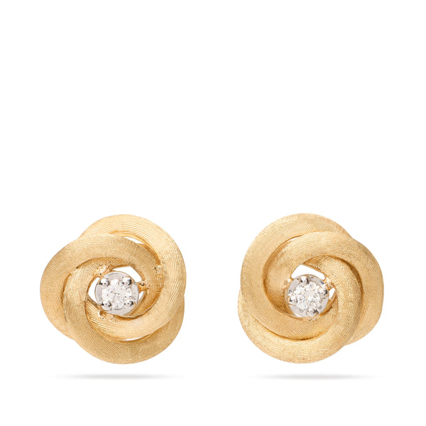 18K Yellow Gold Floral Studs With Diamonds