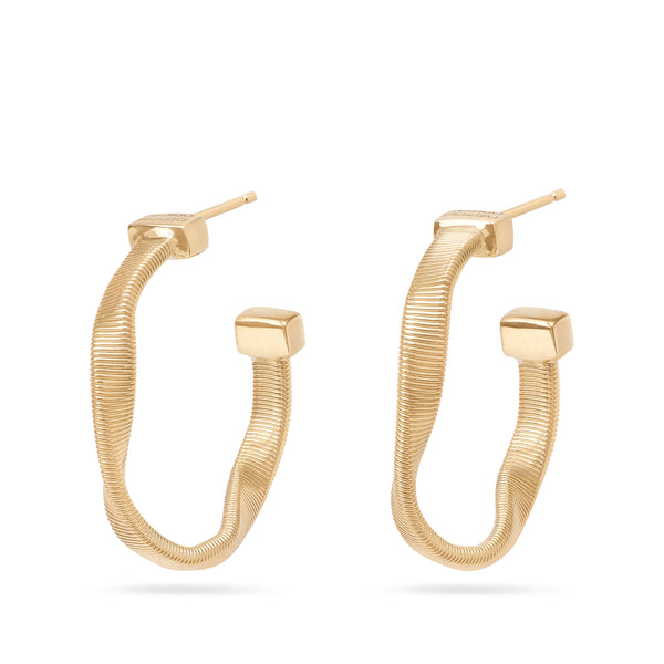 18K Yellow Gold Twisted Huggie Hoops