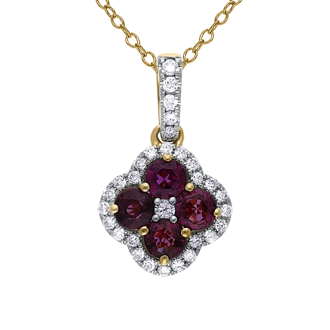 0.79CTTW Ruby & 0.22CTTW Lab-Created Diamond Pendant in 14K Yellow Gold