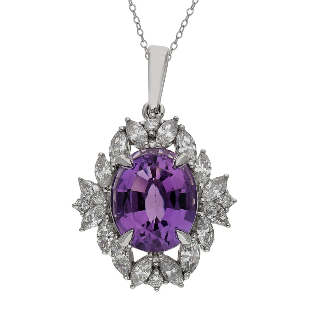 4.73CTTW Amethyst & 1.35CTTW Lab-Created Diamond Pendant in 14K White Gold