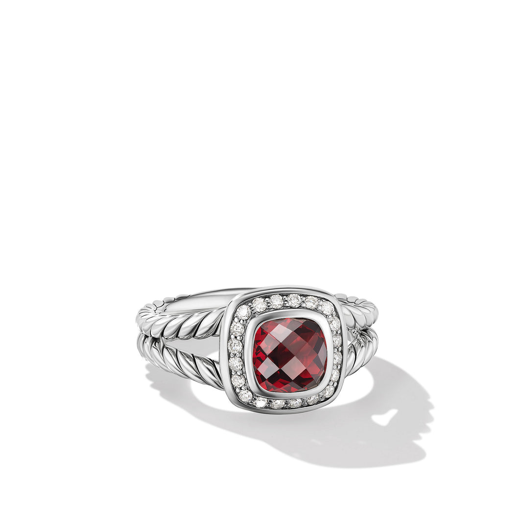 Petite Albion Ring with Garnet and Diamonds