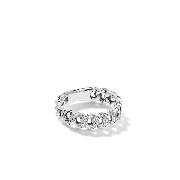 Belmont Curb Link Narrow Ring with Pave© Diamonds