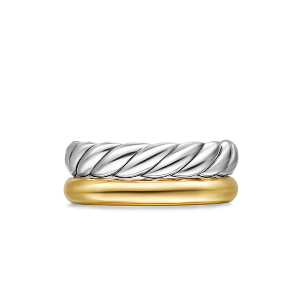 DY Mercer® Two Row Ring in Sterling Silver with 18K Yellow Gold, 8mm