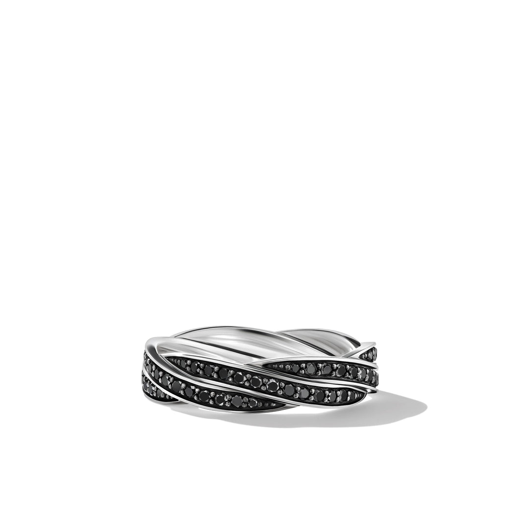 DY HeliosBand Ring in Sterling Silver with Pave© Black Diamonds