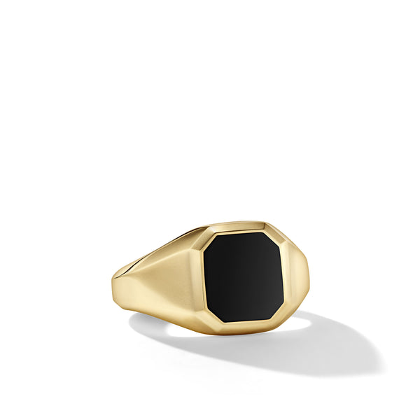 Streamline® Signet Ring in 18K Yellow Gold with Black Onyx, 14mm