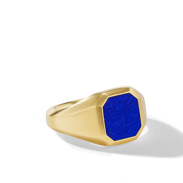 Streamline® Signet Ring in 18K Yellow Gold with Lapis, 14mm