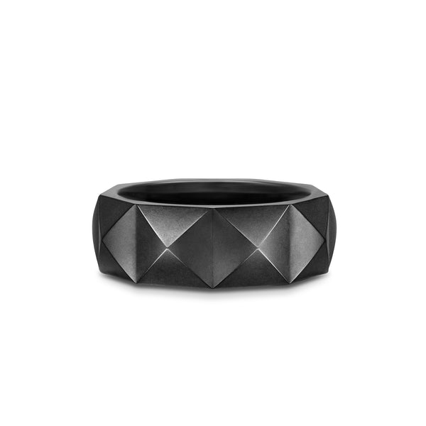 Pyramid Band Ring in Black Titanium, 8mm