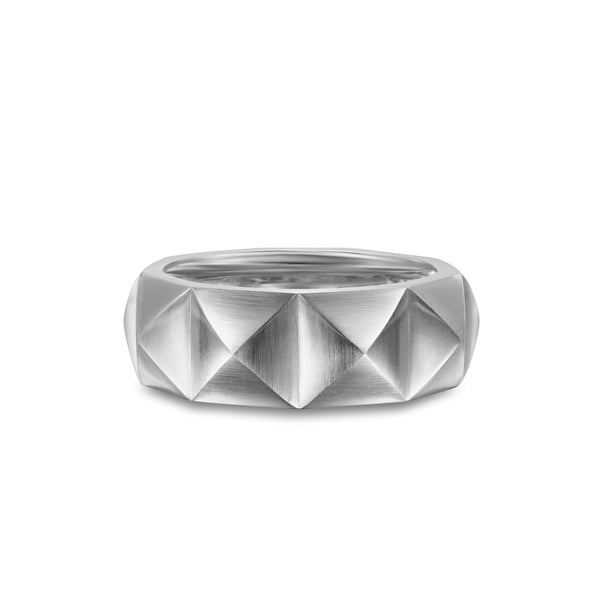 Pyramid Band Ring in Sterling Silver, 8mm