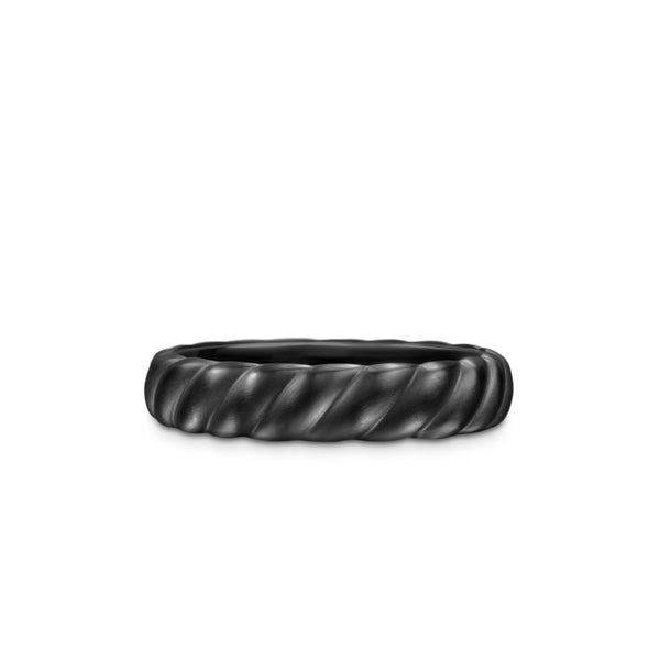 Sculpted Cable Band Ring in Black Titanium, 5mm