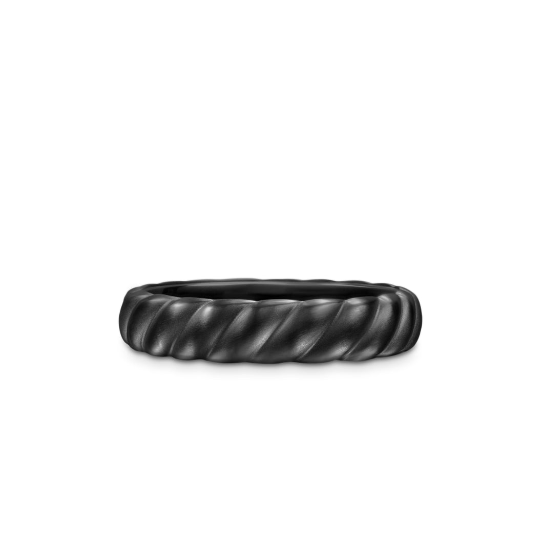 Sculpted Cable Band Ring in Black Titanium, 5mm