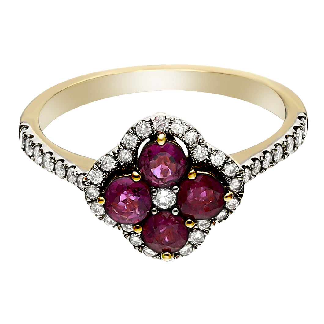 0.85CTTW Ruby & 0.34CTTW Lab-Created Diamond Ring in 14K Yellow Gold