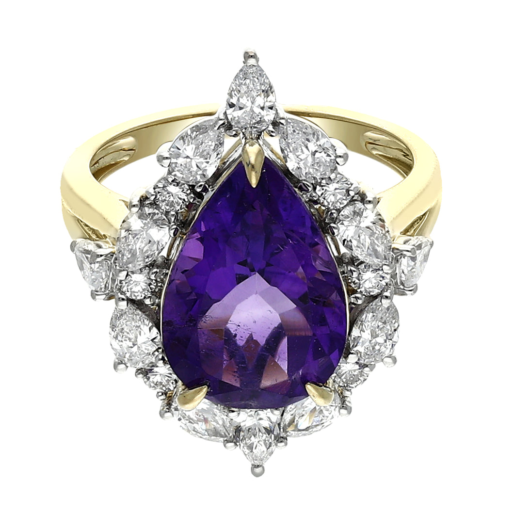 5.01CTTW Amethyst & 1.54CTTW Lab-Created Diamond Ring in 14K Yellow Gold