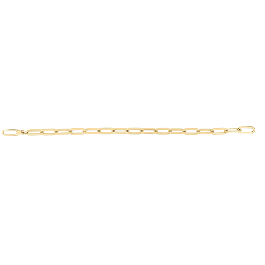 18K Yellow Designer Gold Medium Gauge Paperclip Bracelet 8