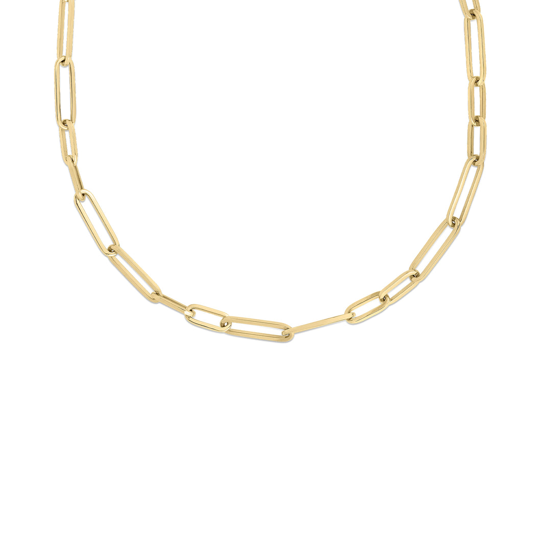 18K Yellow Gold Designer Gold Oval Link Paperclip Chain 18