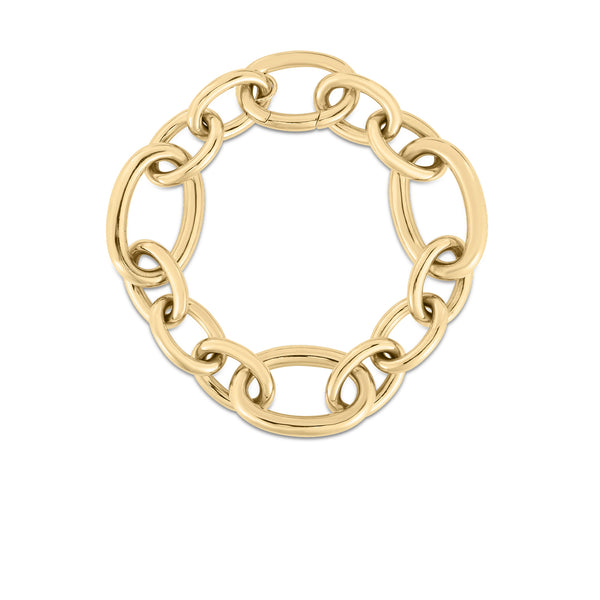 18K Yellow Designer Gold Sqaured Edge Paperclip Link Bracelet
