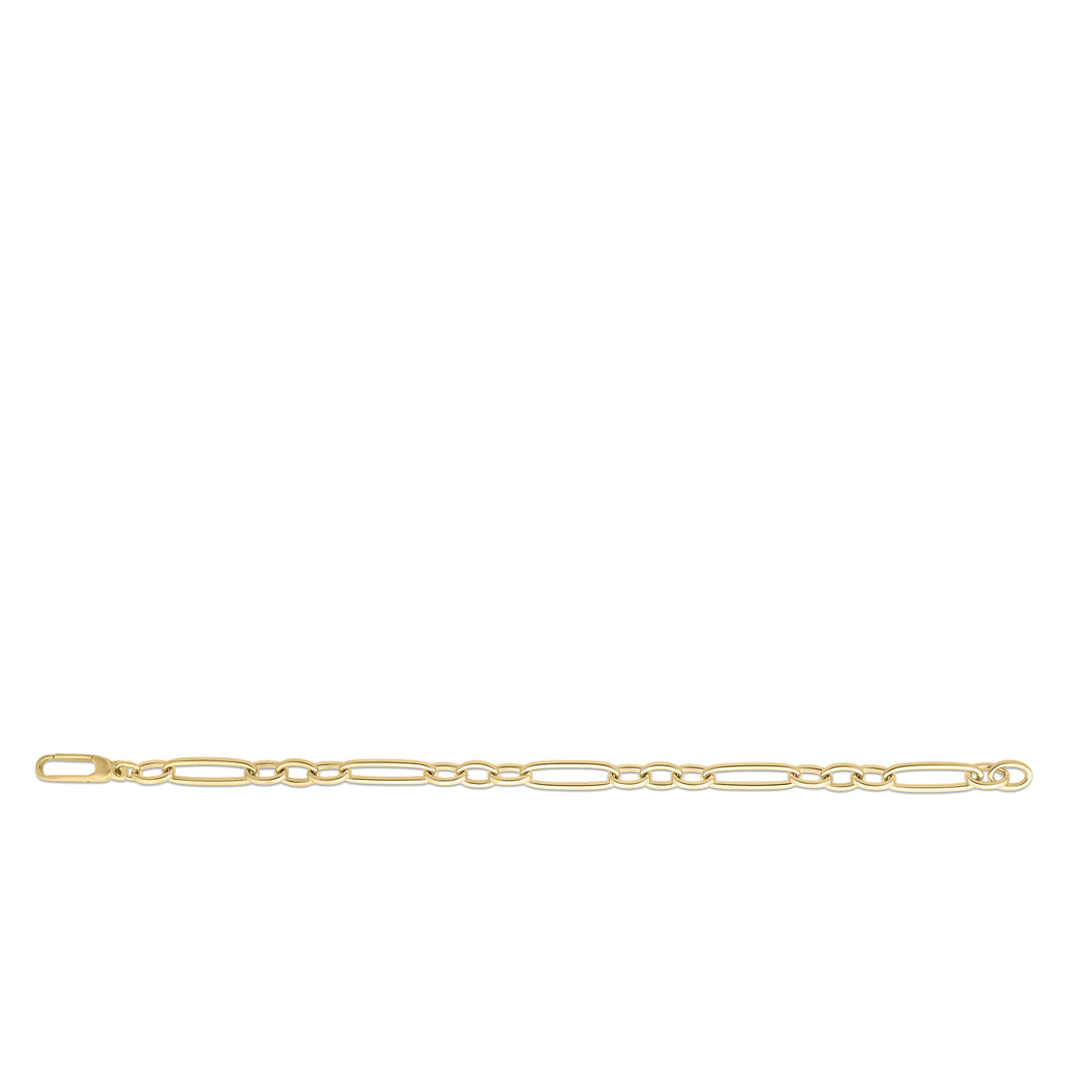 18K Yellow Designer Gold Alternating Long & Short Oval Link Bracelet