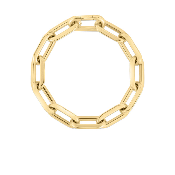 18K Yellow Designer Gold Thick Paperclip Bracelet