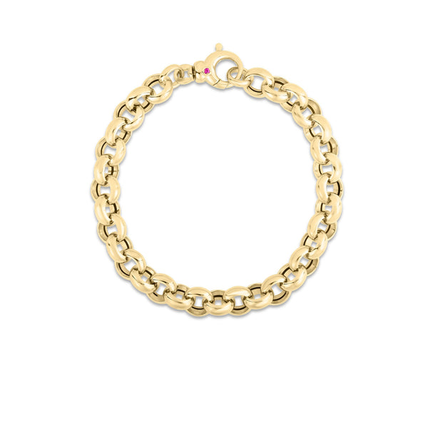18K Yellow Gold Designer Gold Chunky Rolo Link Bracelet
