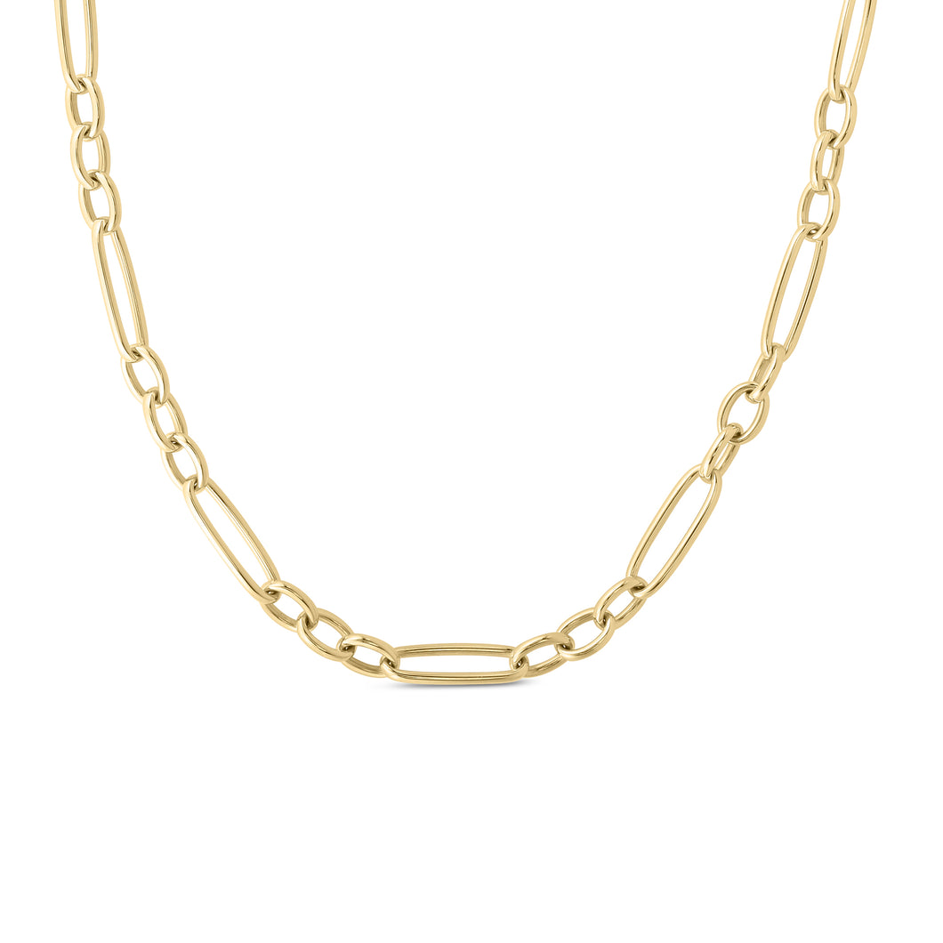 18K Yellow Gold Alternating Long & Short Oval Link Chain