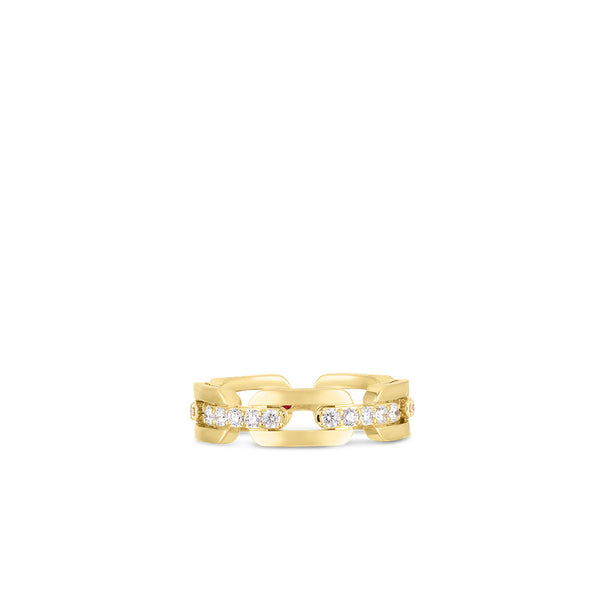 18K Yellow Gold Navarra Hard Chain Link Diamond Ring