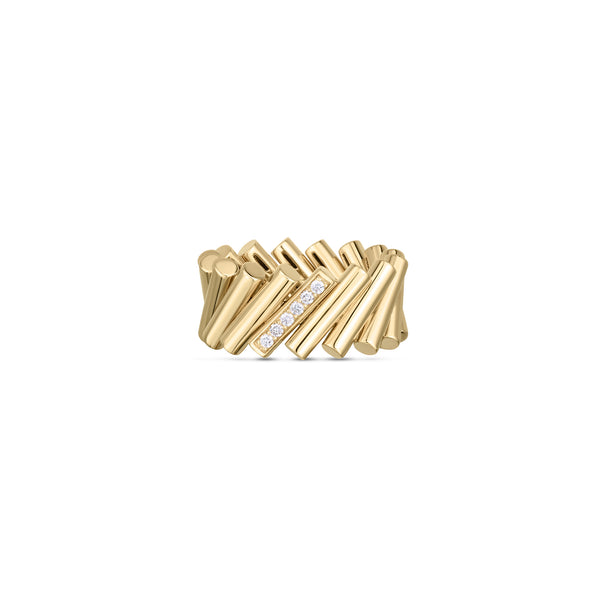 18K Yellow Gold Domino Diamond Accent Ring