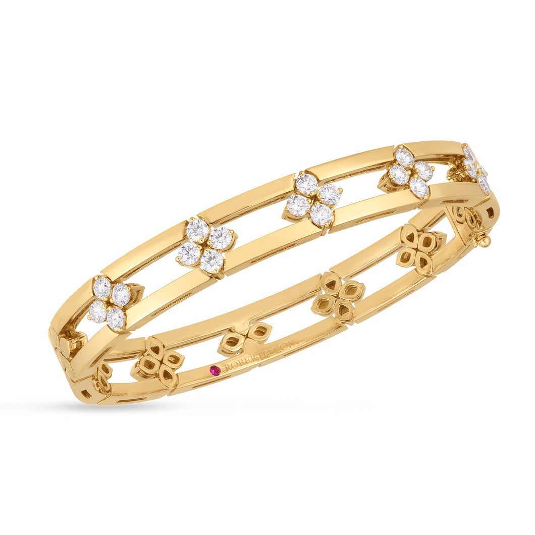 18K Yellow Gold Love In Verona Diamond Open Frame Bangle