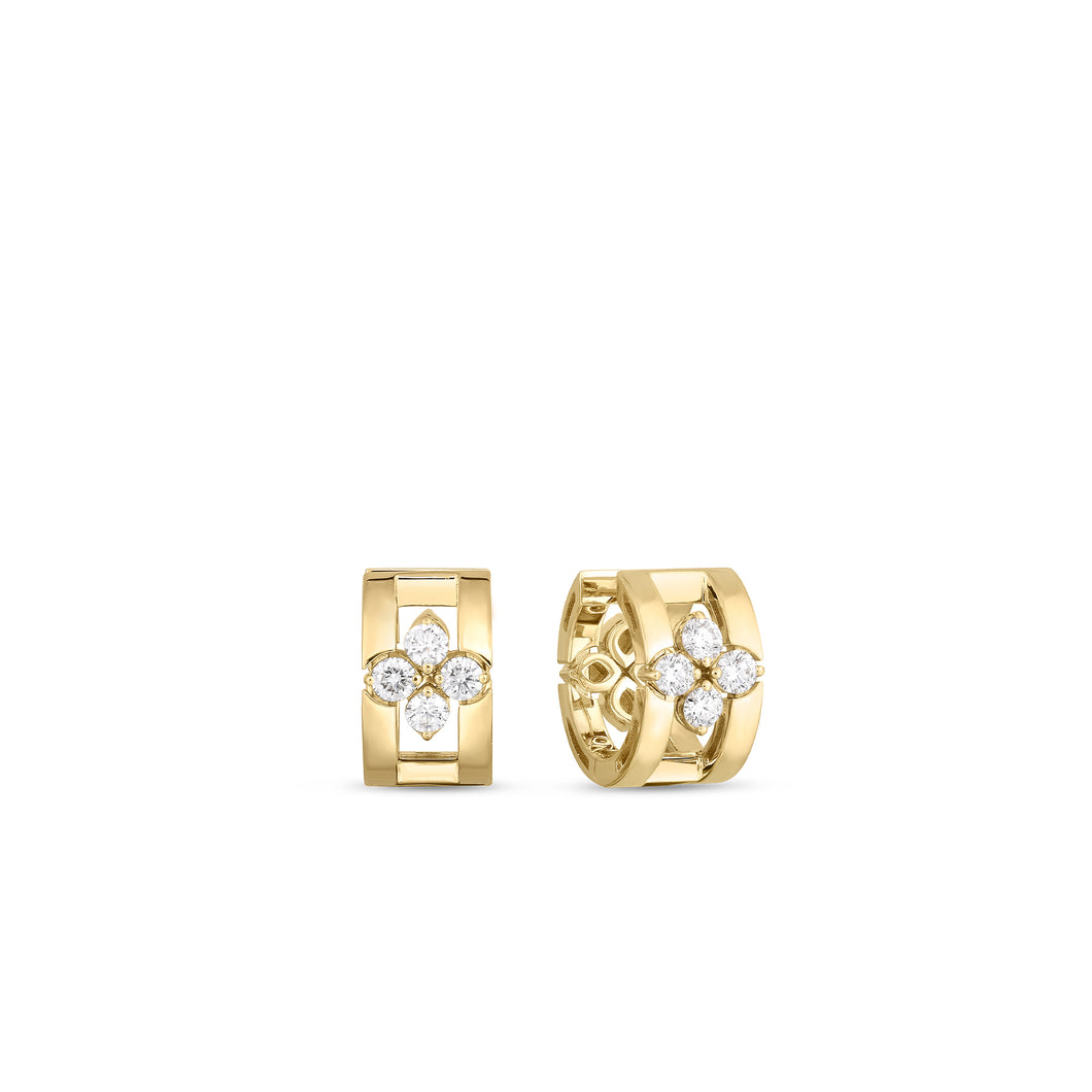18K Yellow Gold Love In Verona Diamond Open Frame Hoop Earrings