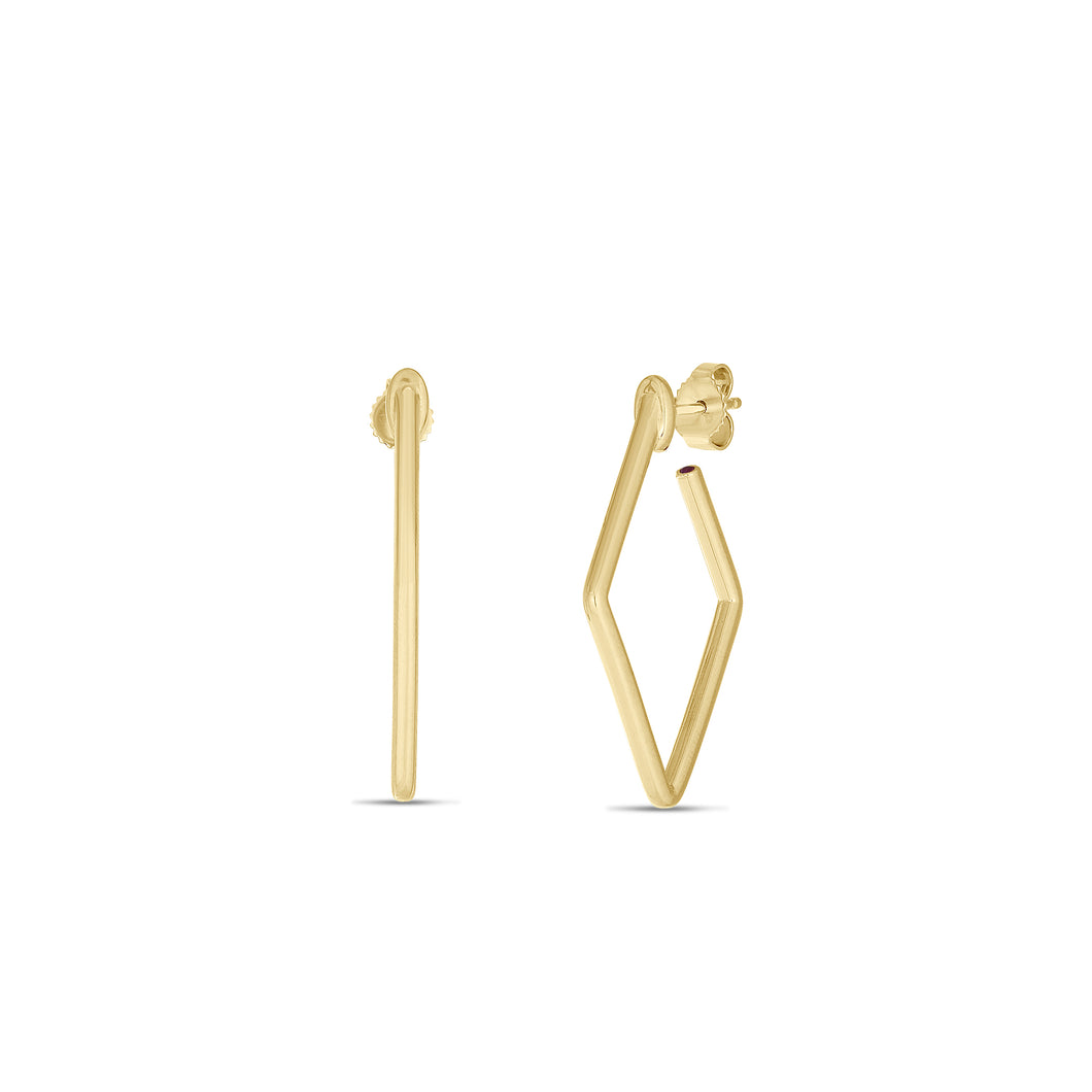 18K Yellow Designer Gold Small Square Hoop Earrings
