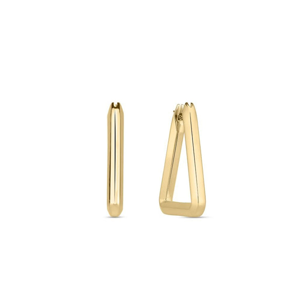 18K Yellow Designer Gold Triangle Hoop Earrings