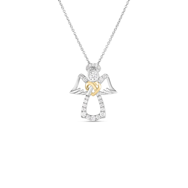 18K White and Yellow Gold Tiny Treasures Diamond Angel Necklace