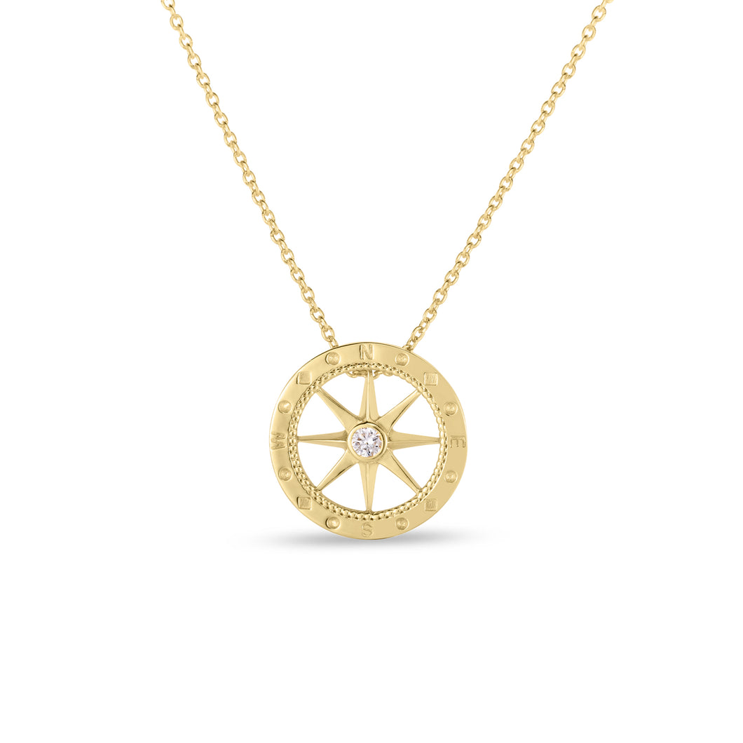 18K Yellow Diamond Compass Necklace