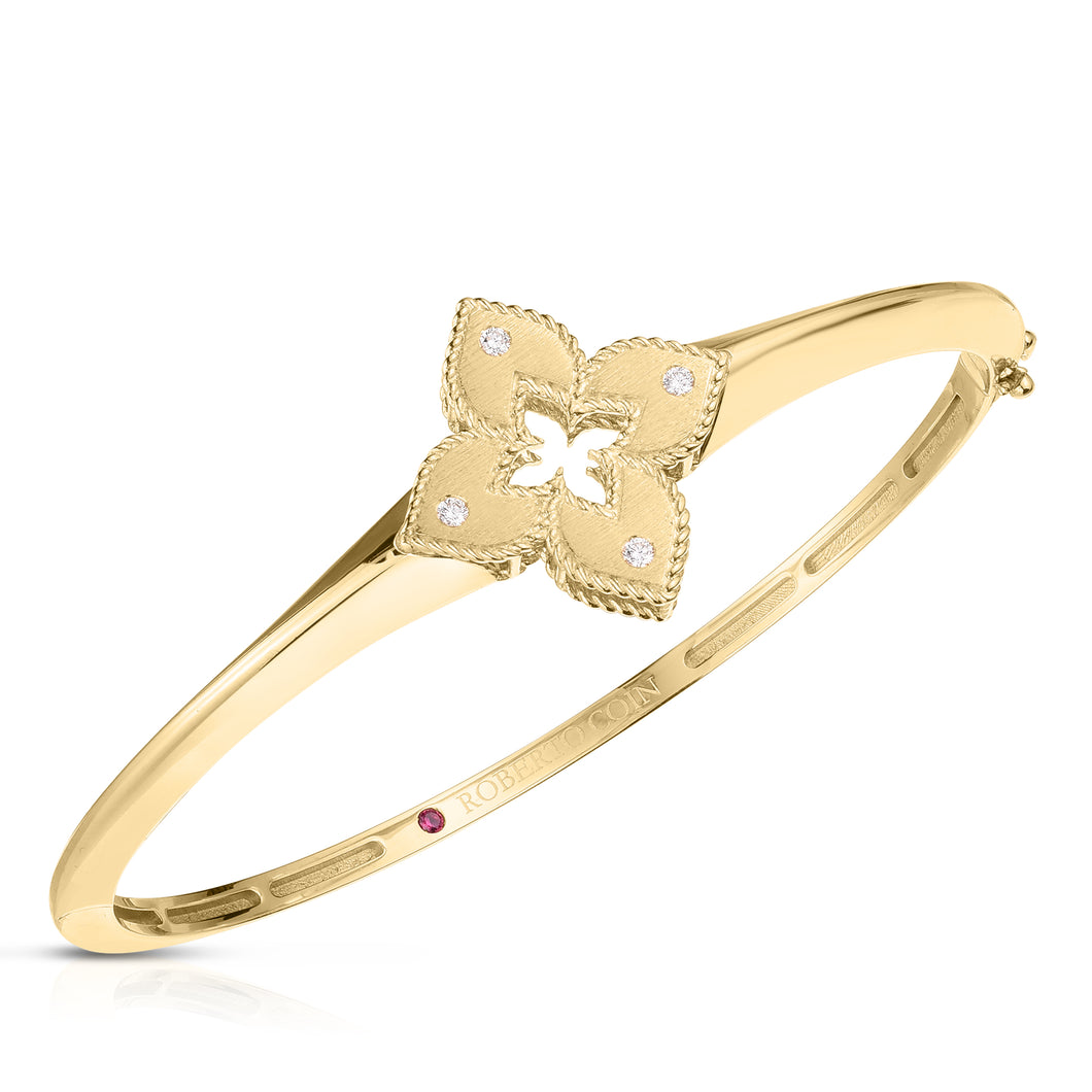 18K Yellow Gold Petite Venetian Princess Diamond Accent Bangle