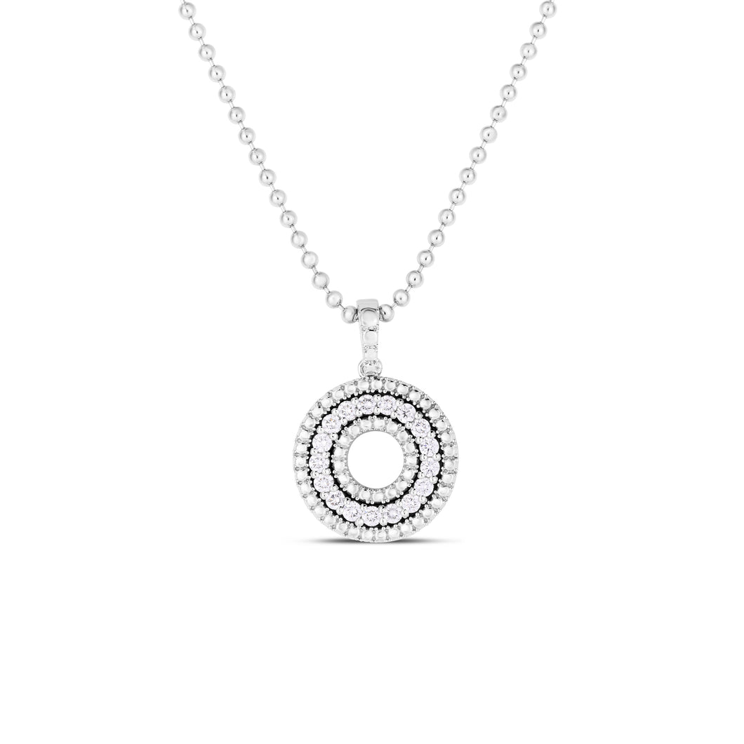 18K White Gold Siena Medium Diamond Circle Necklace