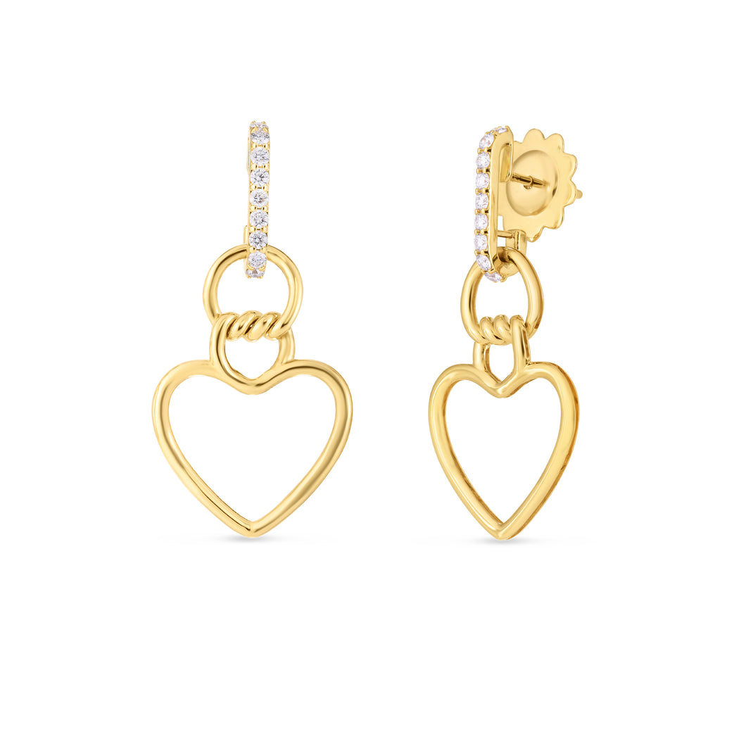 18K Yellow gold Cialoma Diamond Heart Earrings