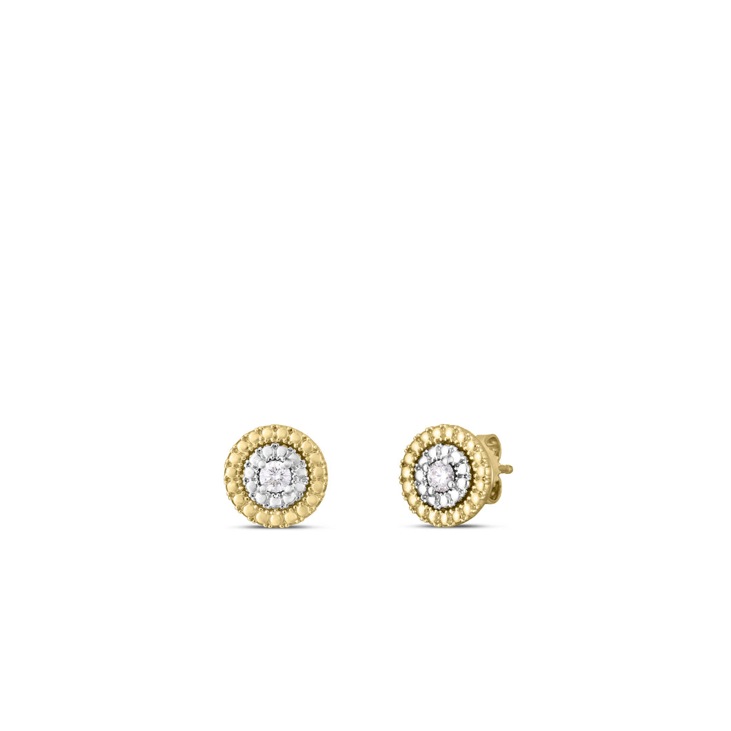 18K Yellow & White Gold Siena Small Diamond Dot Earrings