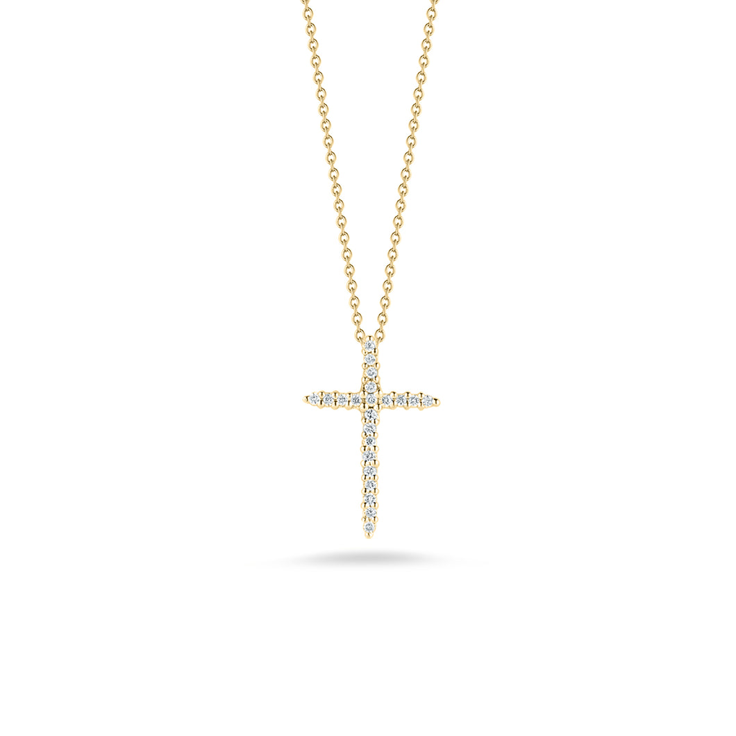 18K Yellow Gold Tiny Treasures Diamond Sliver Cross Necklace