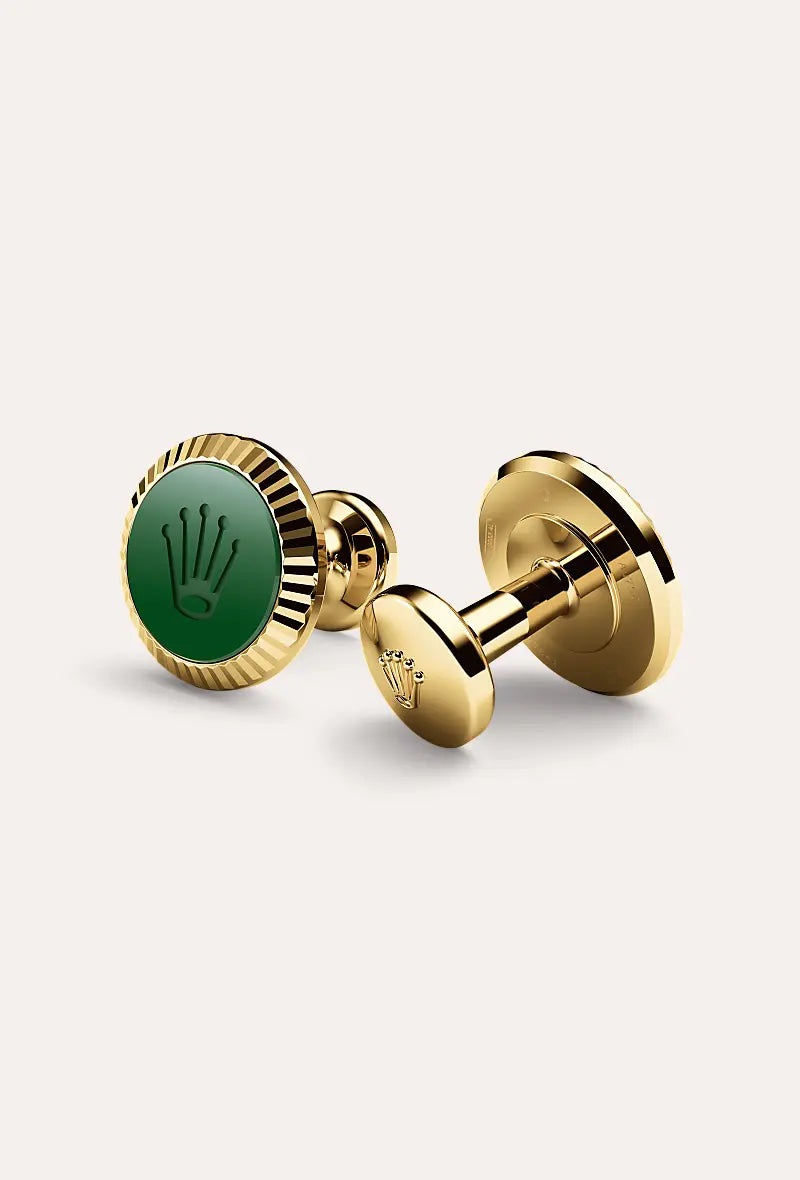 Rolex ‘Fluted’ cufflinks Yellow gold and ceramic A1038