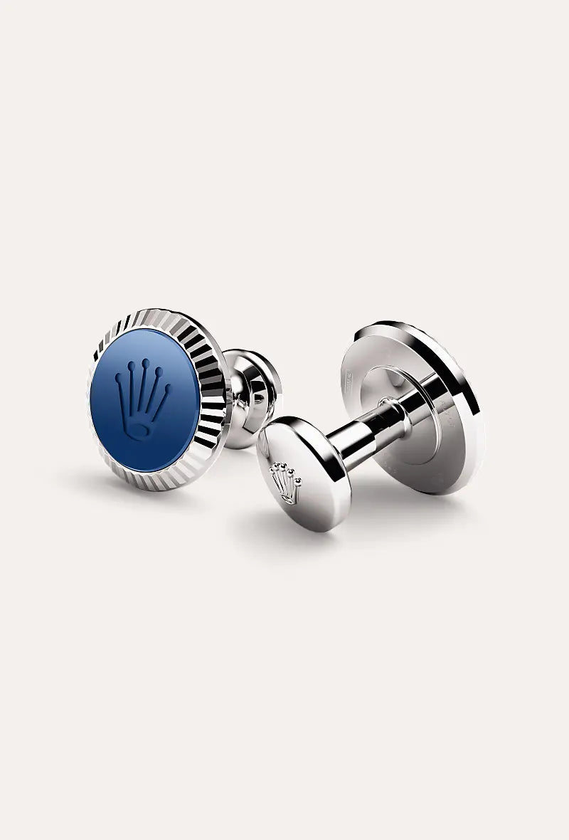 Rolex ‘Fluted’ cufflinks White gold and ceramic A1039
