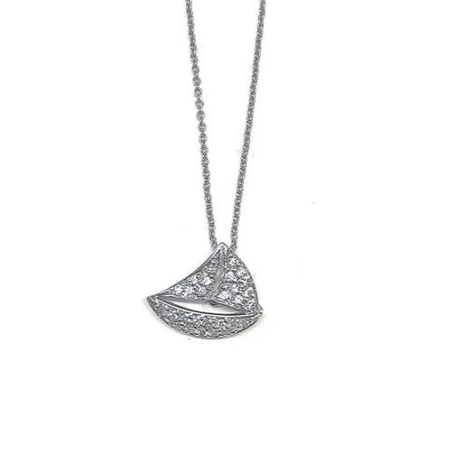 18K White Gold Tiny Treasures Diamond Sailboat Pendant