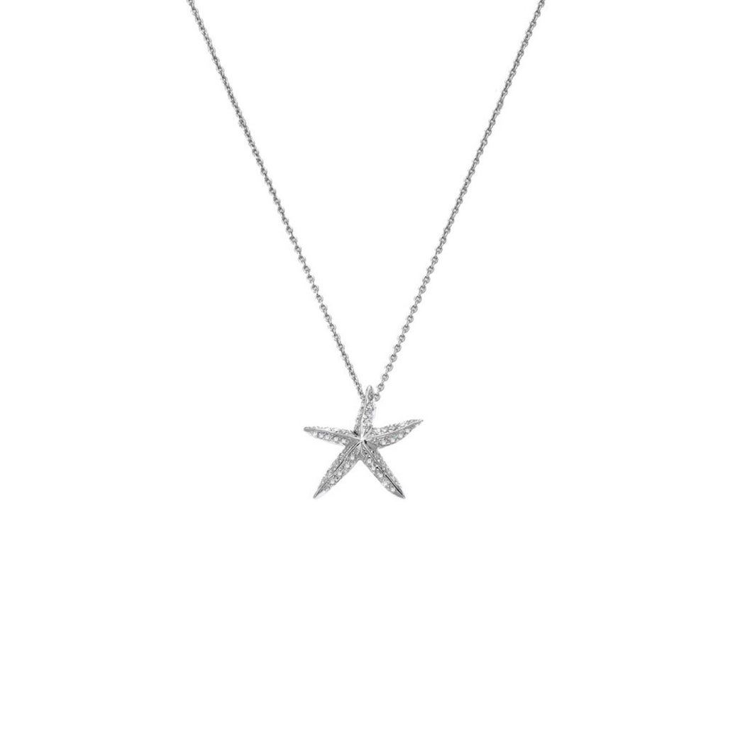 18K White Gold Starfish Diamond Pendant