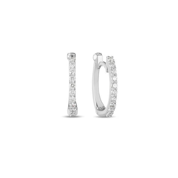 18K White Gold Huggie Earrings With Diamonds