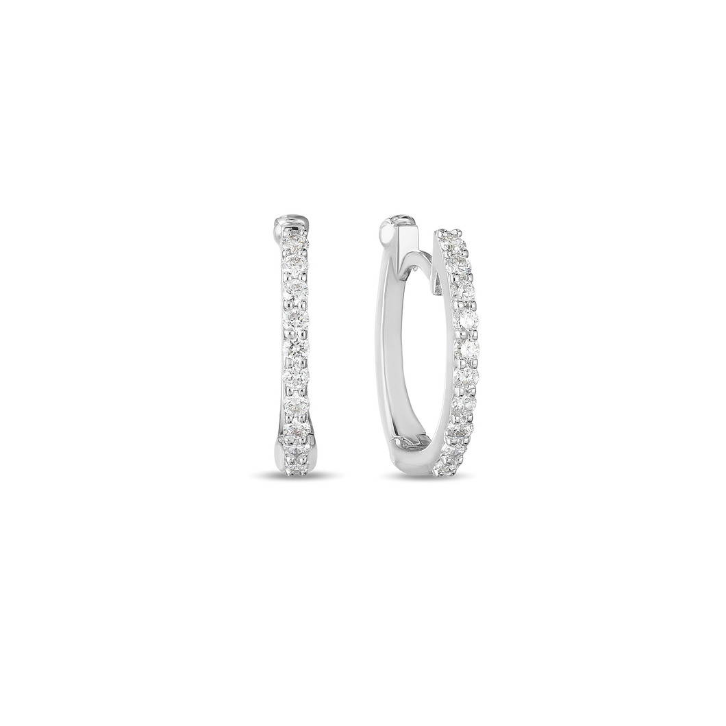 18K White Gold Huggie Earrings With Diamonds