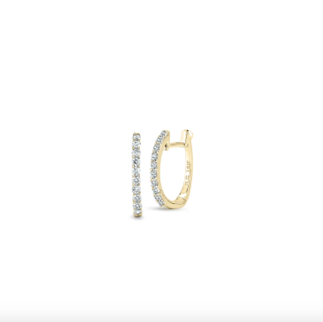 18K Yellow Gold Huggie Earrings With Diamonds